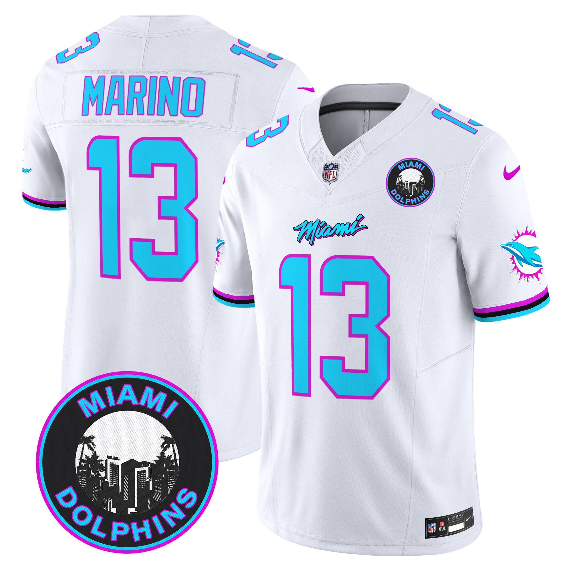 Men Miami Dolphins 13 Marino White 2024 Nike Vapor Limited NFL Jersey